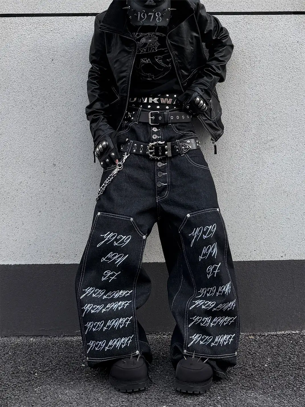 YIZILINGF | Double Waist Multi-Button Oversized Jeans