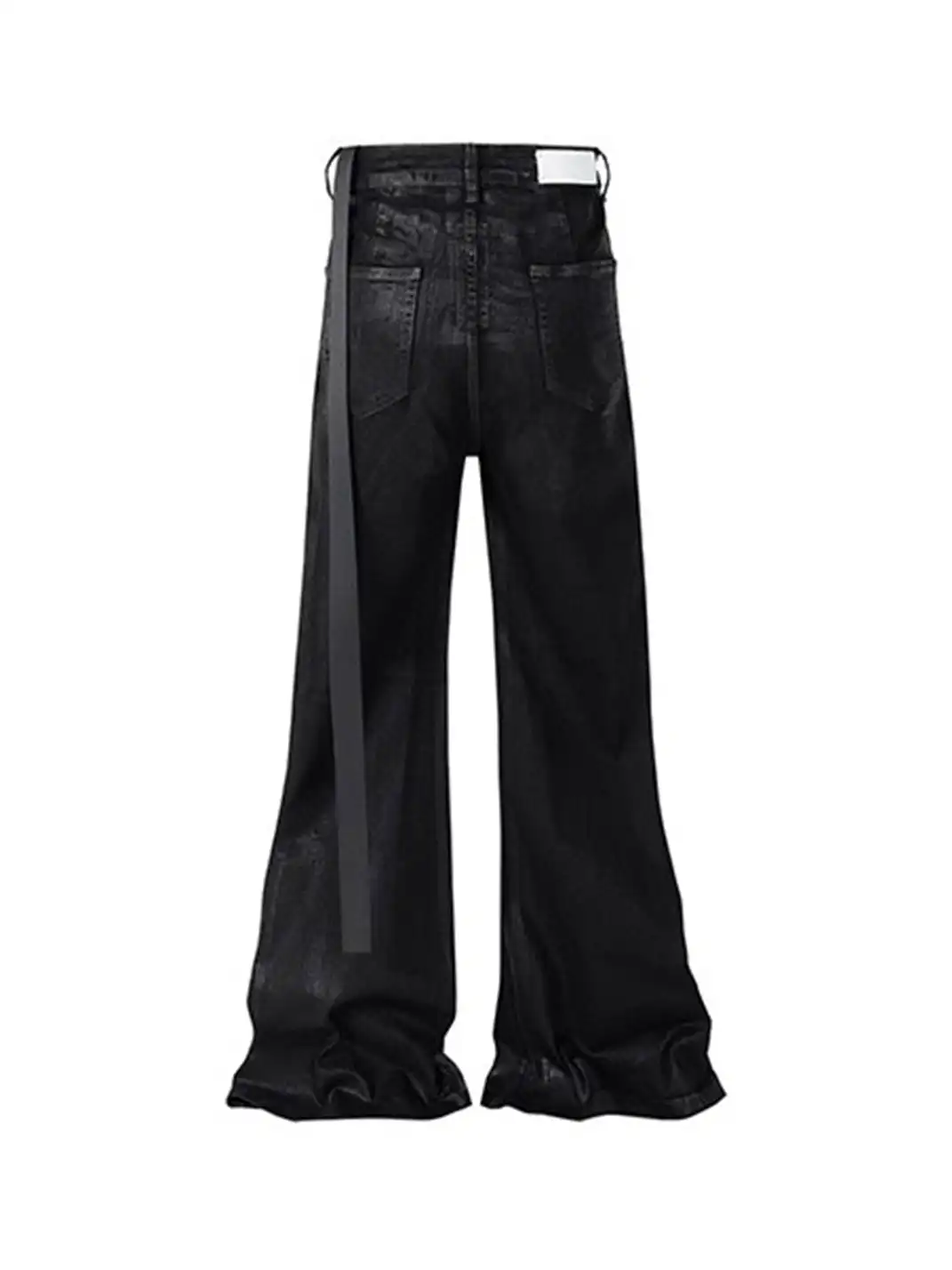 YIZILINGF | Ribbon Waxed Coated Flare Jeans