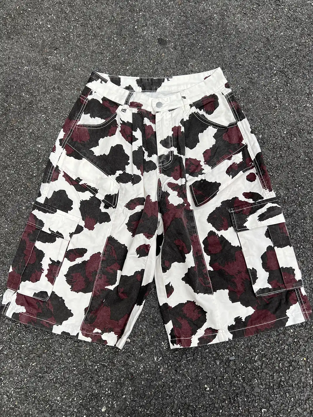 YIZILINGF | Cow Pattern Denim Capri Pants
