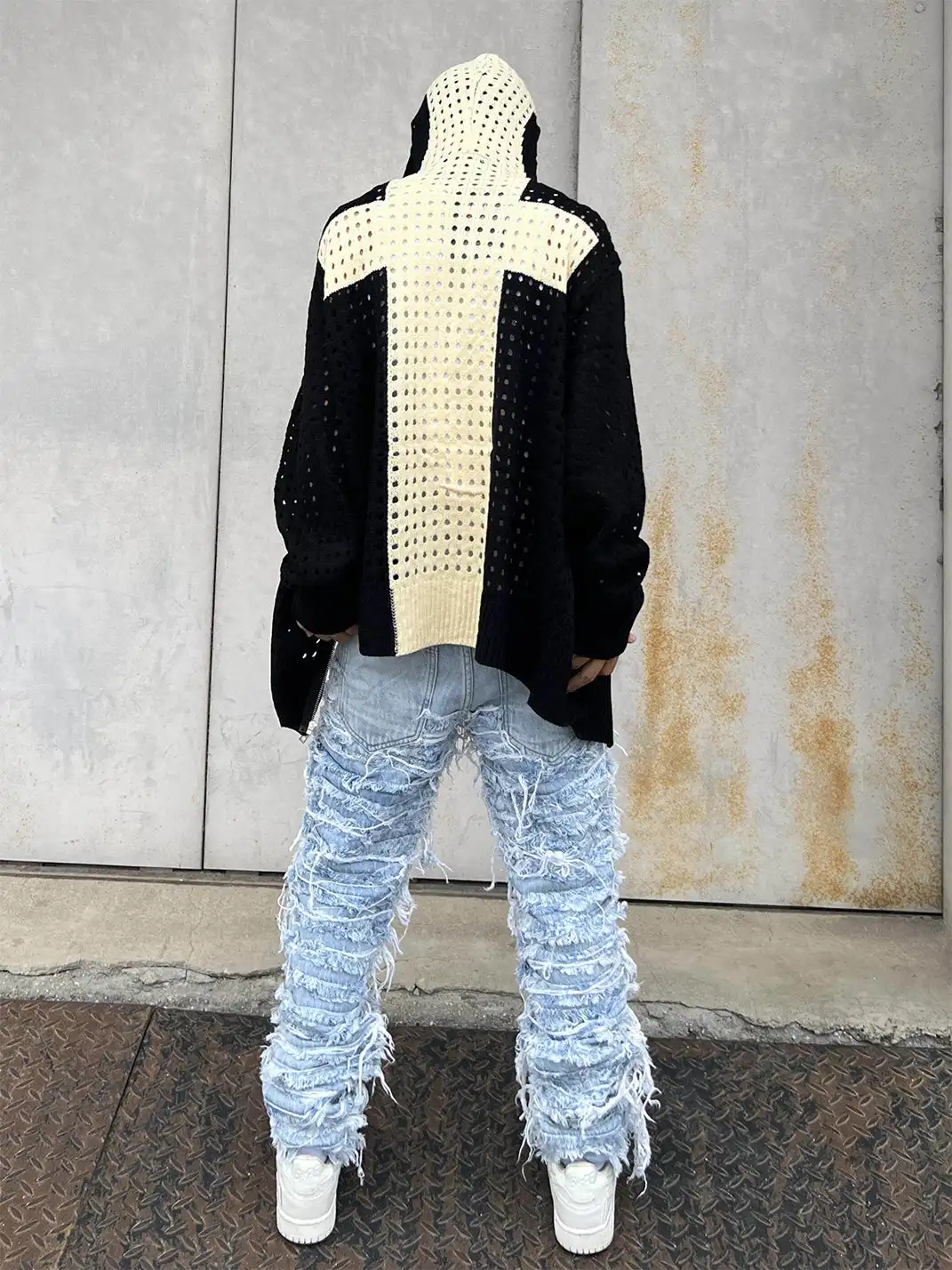 YIZILINGF | Washed Heavy-Duty Fringe Jeans