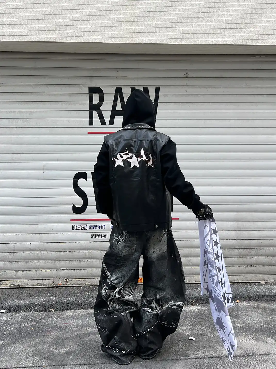 YIZILINGF | 3D Printed Curved Blade Silhouette Jeans