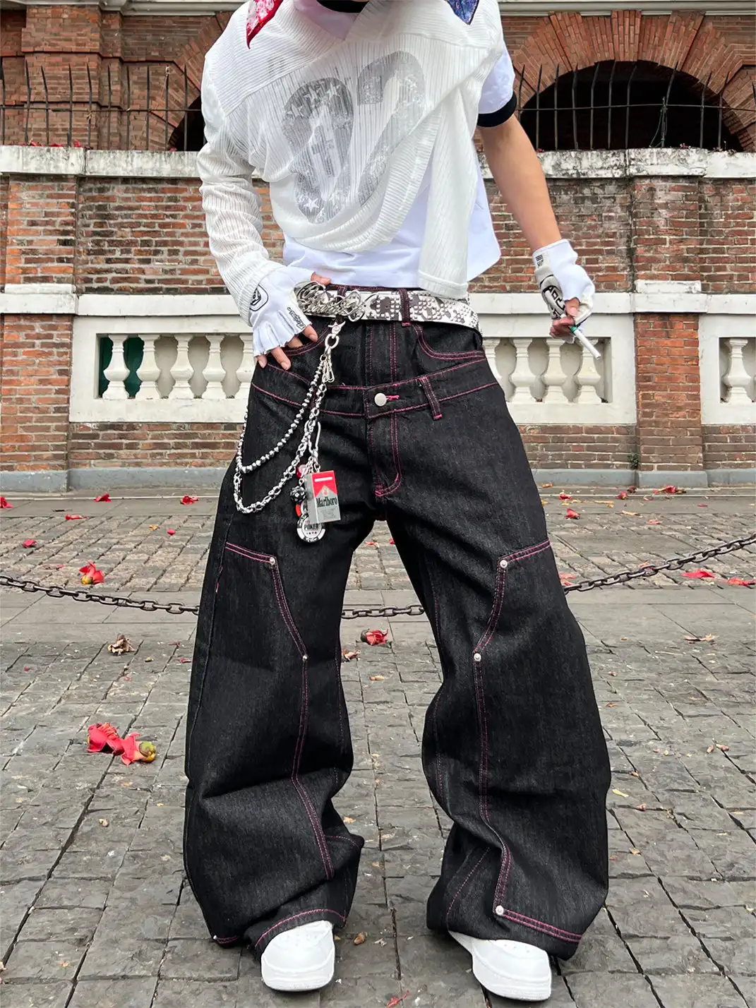 YIZILINGF | Double Waist Straight Leg Pants