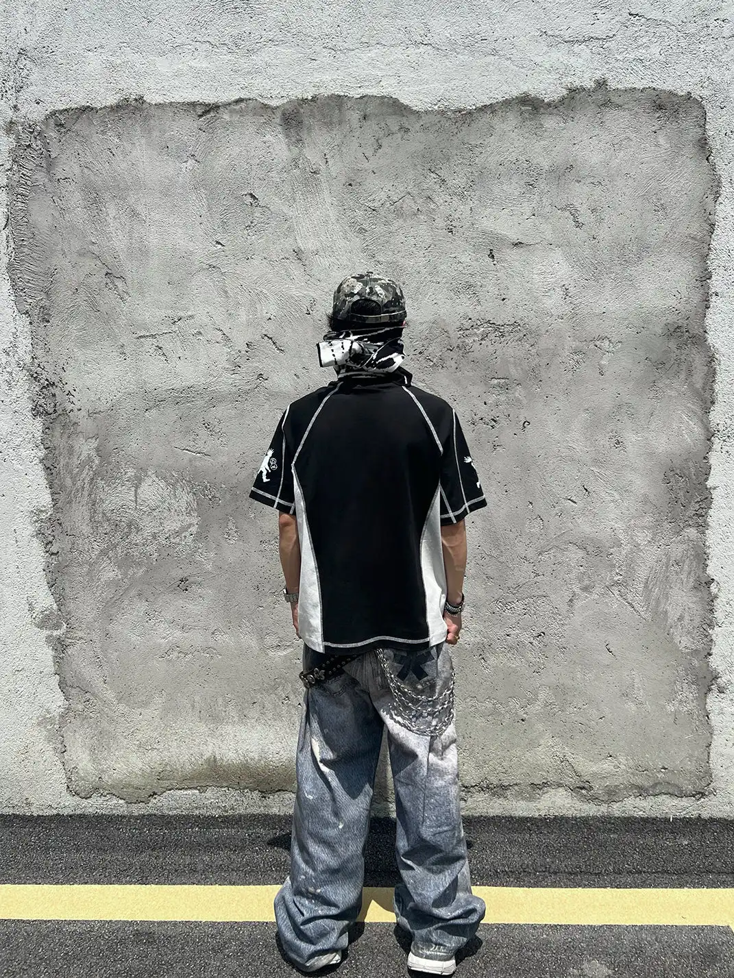 YIZILINGF | Punk Patchwork Badge T-Shirt