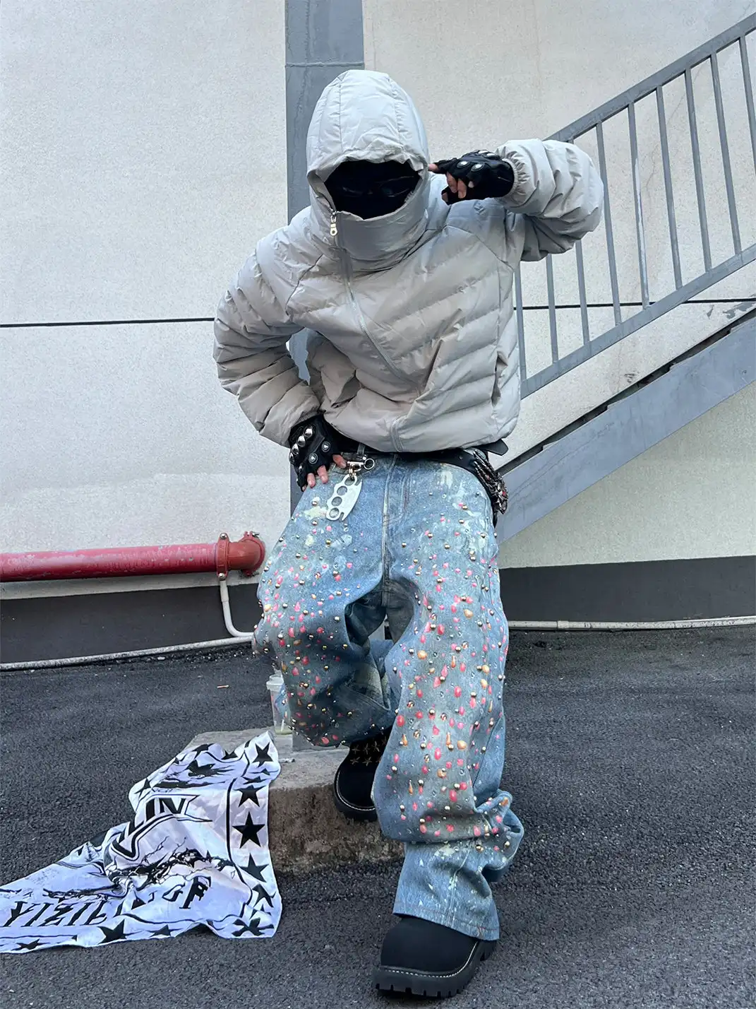YIZILINGF | 3D Printed Colorful Beaded Jeans