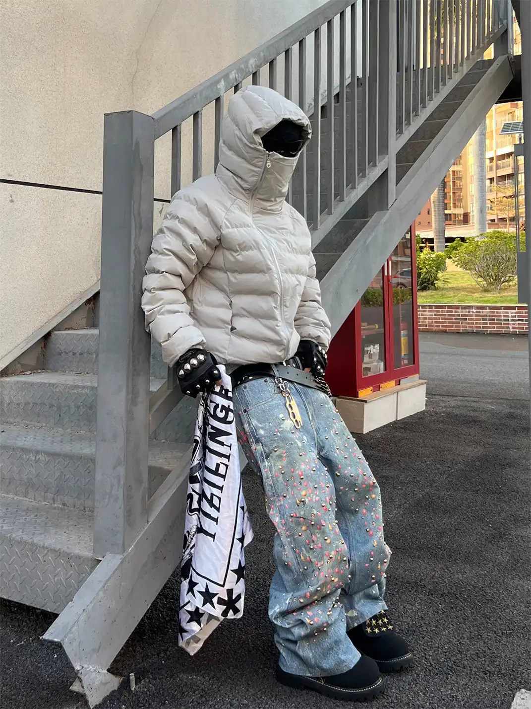 YIZILINGF | 3D Printed Colorful Beaded Jeans
