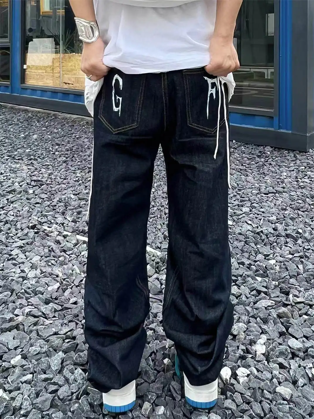 YIZILINGF | Chinese Trend Straight Leg Jeans