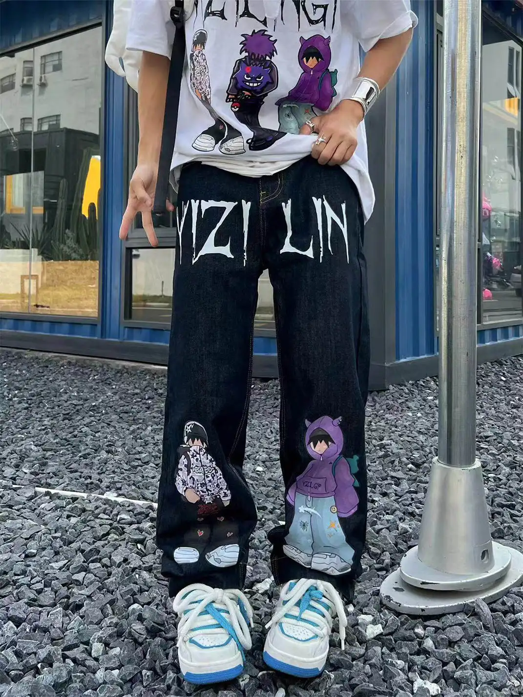 YIZILINGF | Chinese Trend Straight Leg Jeans