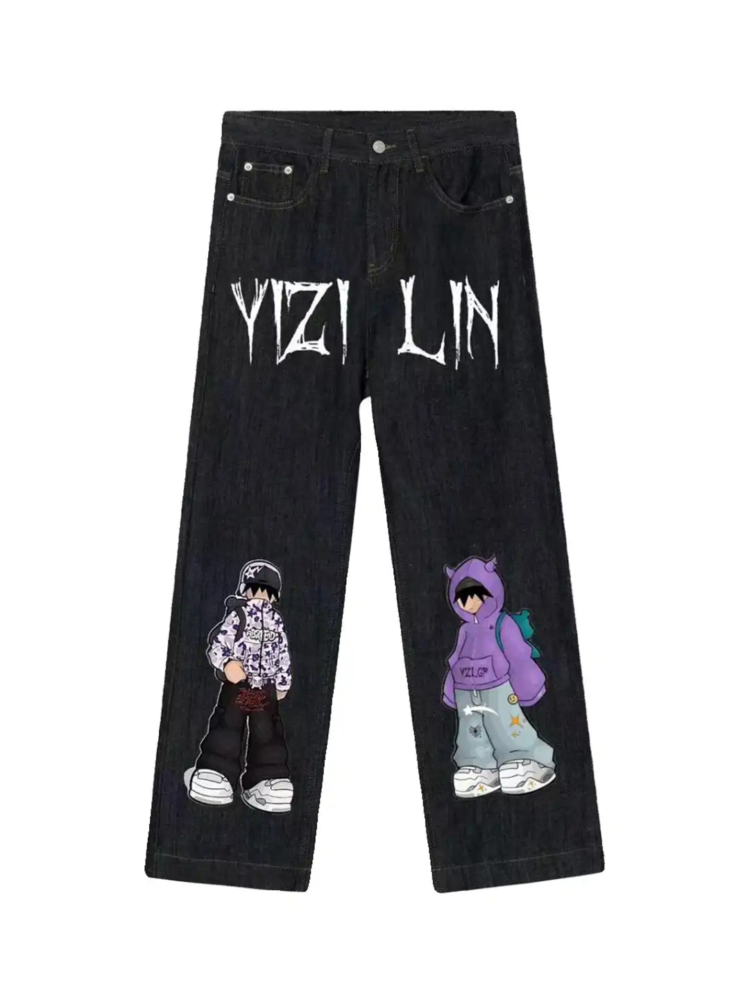 YIZILINGF | Chinese Trend Straight Leg Jeans
