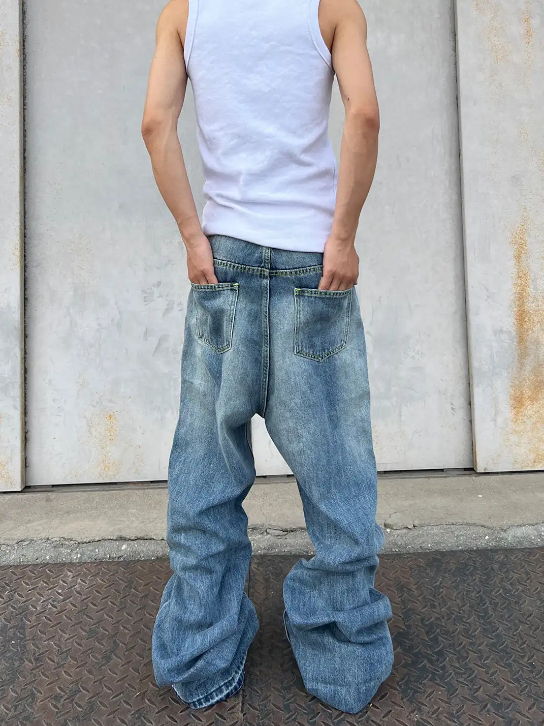 YIZILINGF | Ripped Washed Denim Jeans
