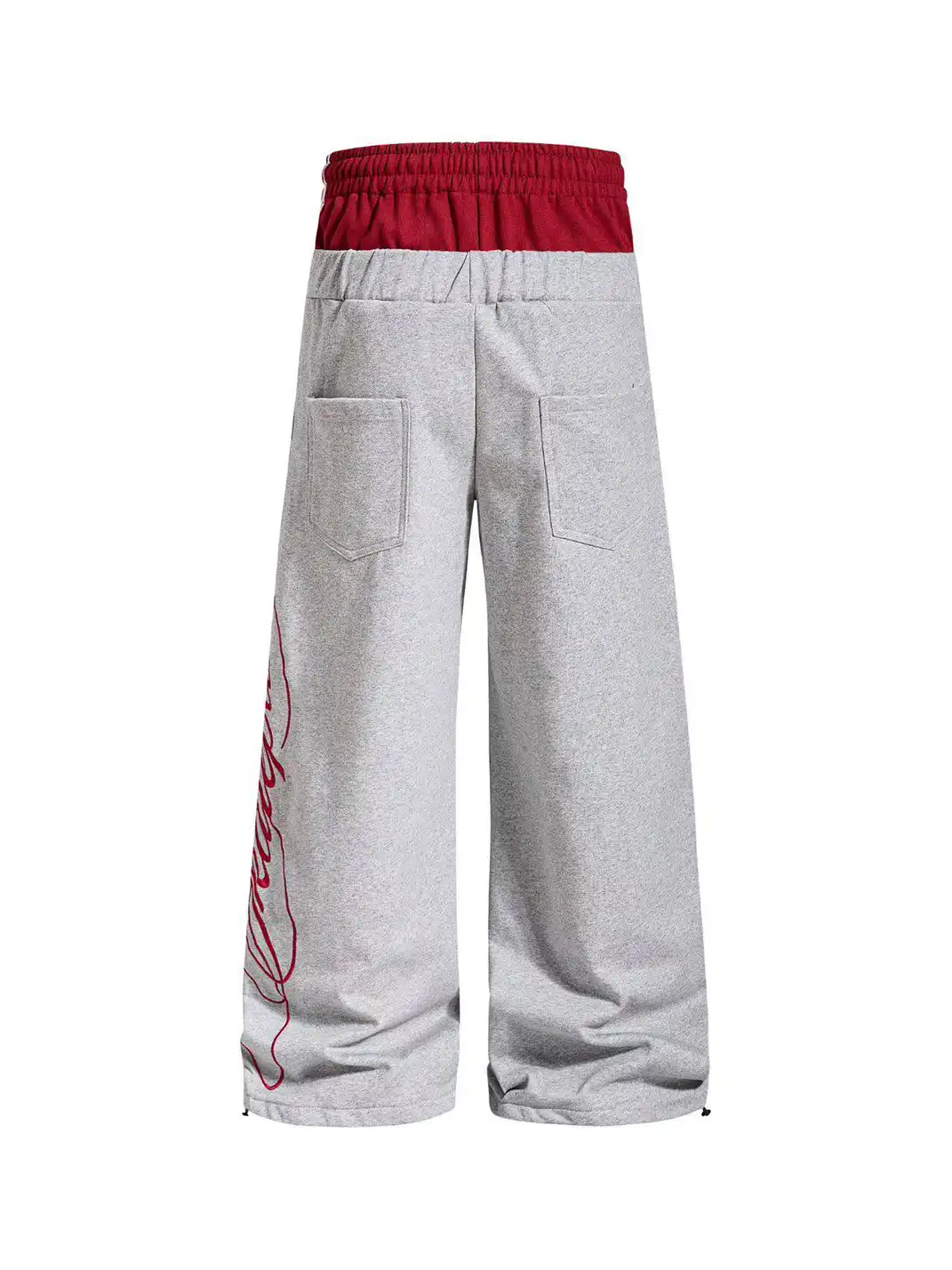 YIZILINGF | Double Waist Spliced Badge Embroidered Sweatpants