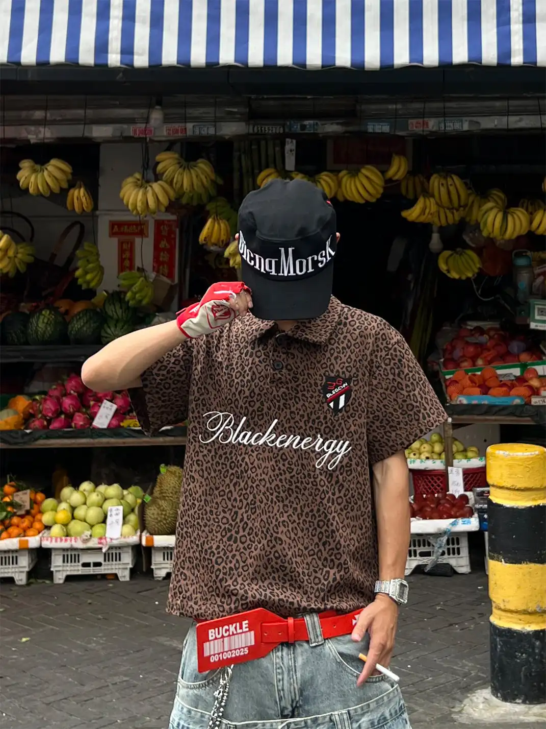 YIZILINGF | Leopard Print Collared Polo T-Shirt