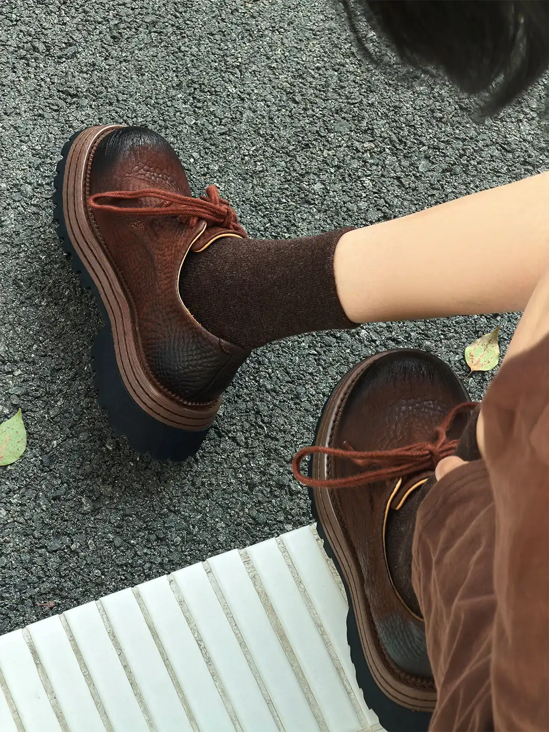 GSL | Lace-up Genuine Leather Loafers