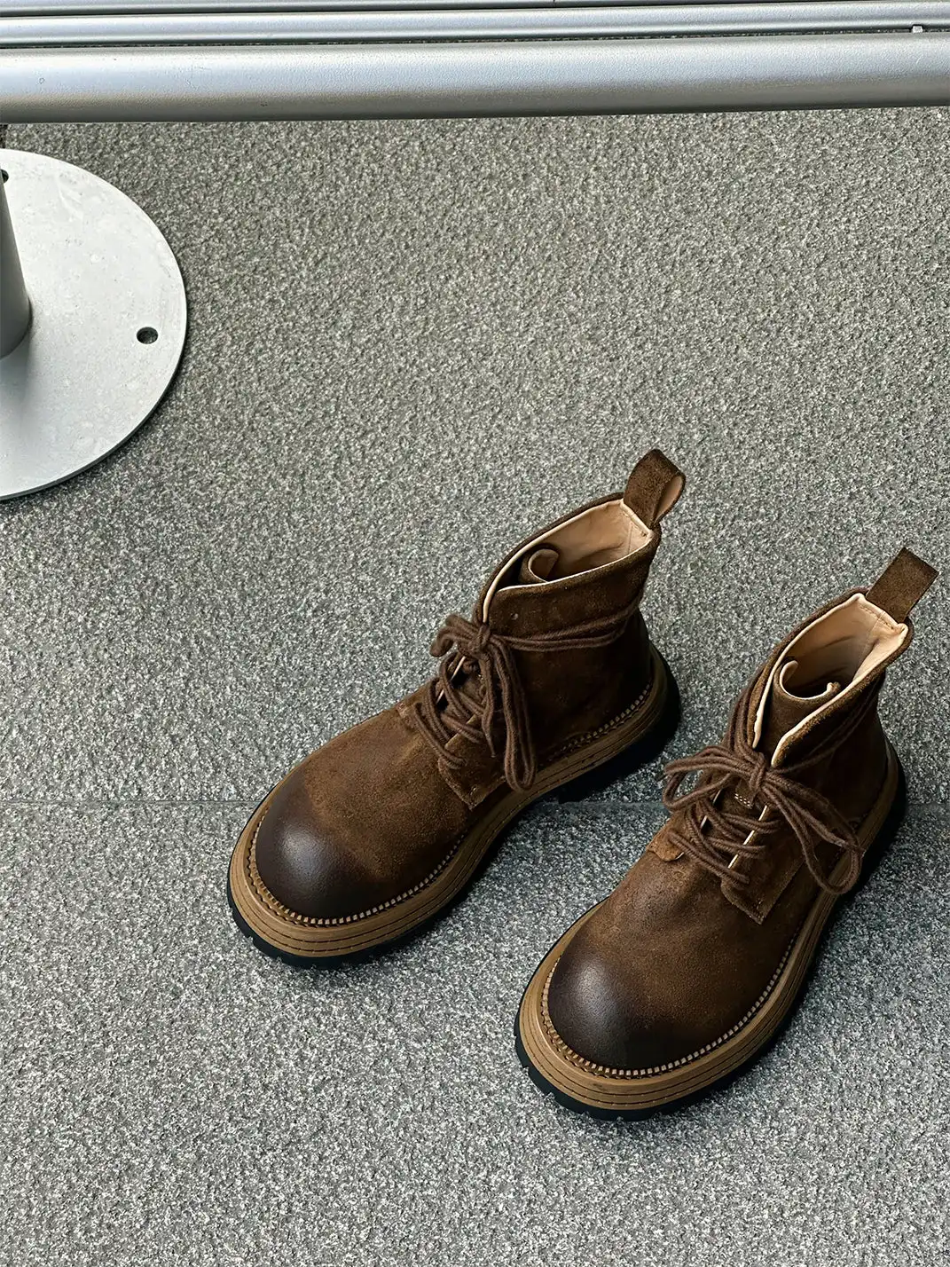 GSL | Genuine Leather Platform Martin Ankle Boots