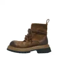 GSL | Genuine Leather Platform Martin Ankle Boots