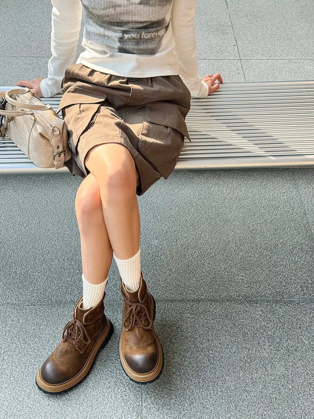 GSL | Genuine Leather Platform Martin Ankle Boots