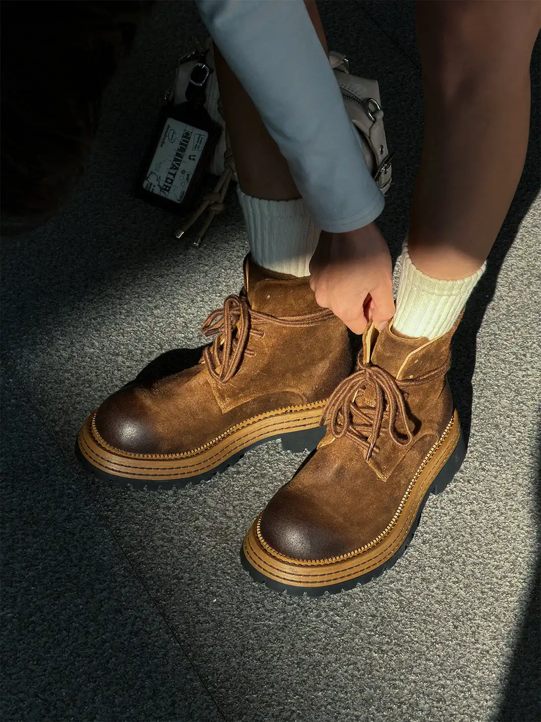 GSL | Genuine Leather Platform Martin Ankle Boots
