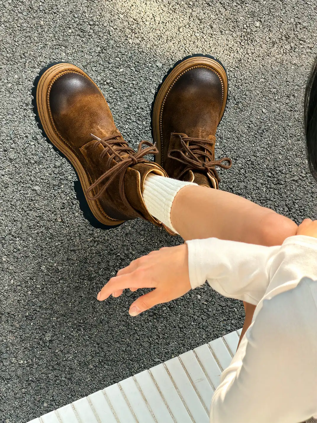 GSL | Genuine Leather Platform Martin Ankle Boots