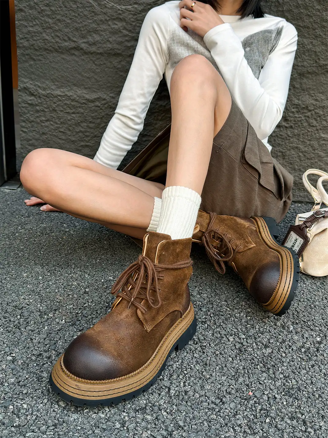 GSL | Genuine Leather Platform Martin Ankle Boots
