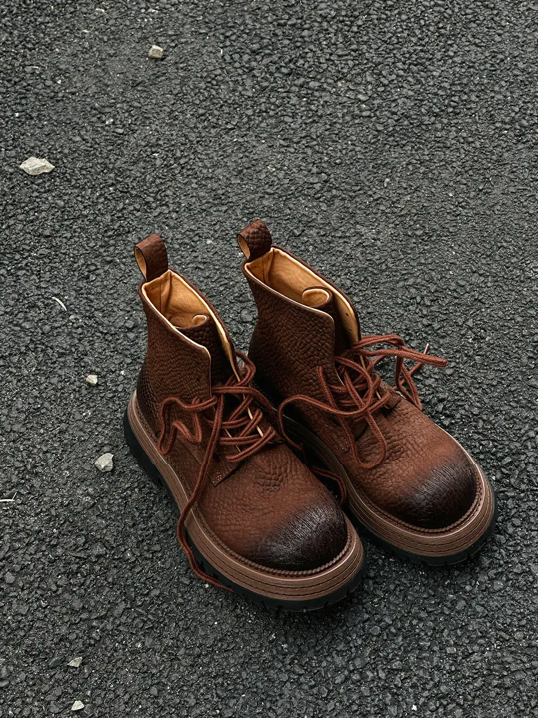 GSL | Genuine Leather Platform Martin Ankle Boots