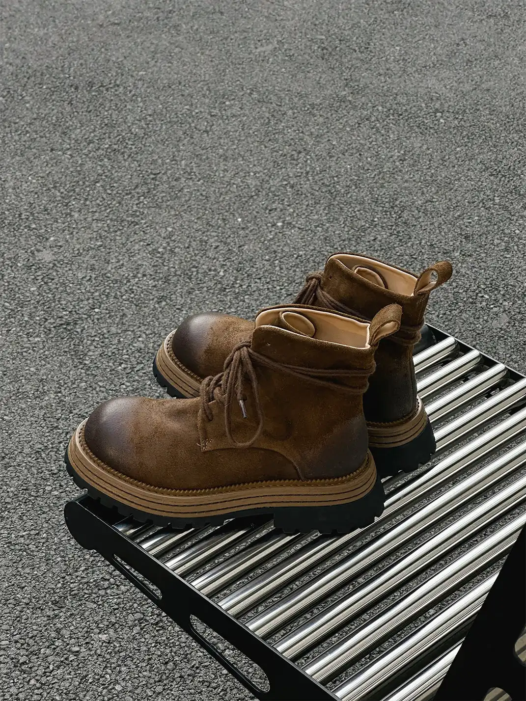 GSL | Genuine Leather Platform Martin Ankle Boots
