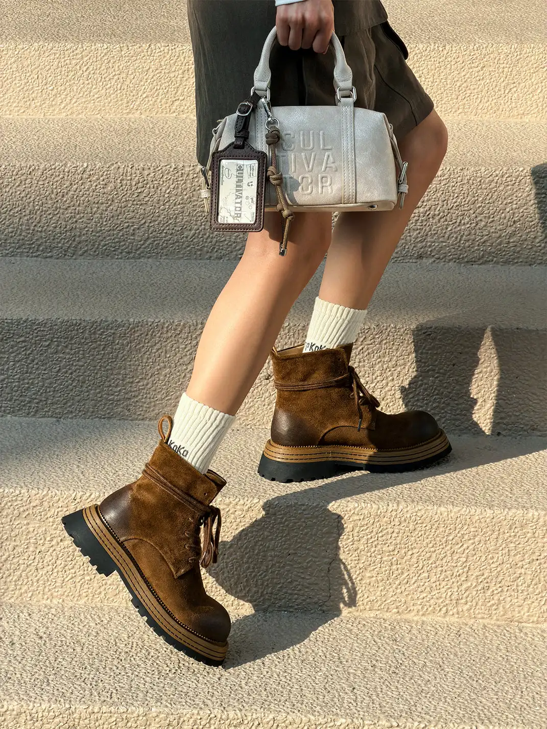 GSL | Genuine Leather Platform Martin Ankle Boots