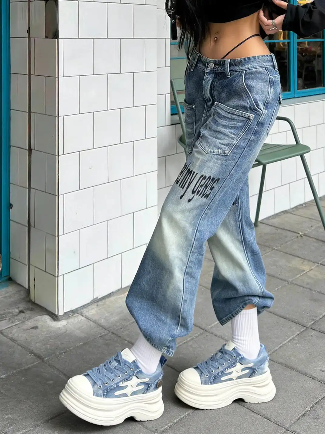 KILLWINNER | 7cm Height-Increasing Raw Edge Canvas Sneakers-Blue