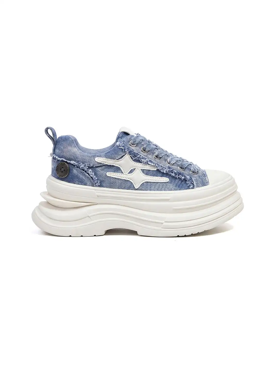 KILLWINNER | 7cm Height-Increasing Raw Edge Canvas Sneakers-Blue