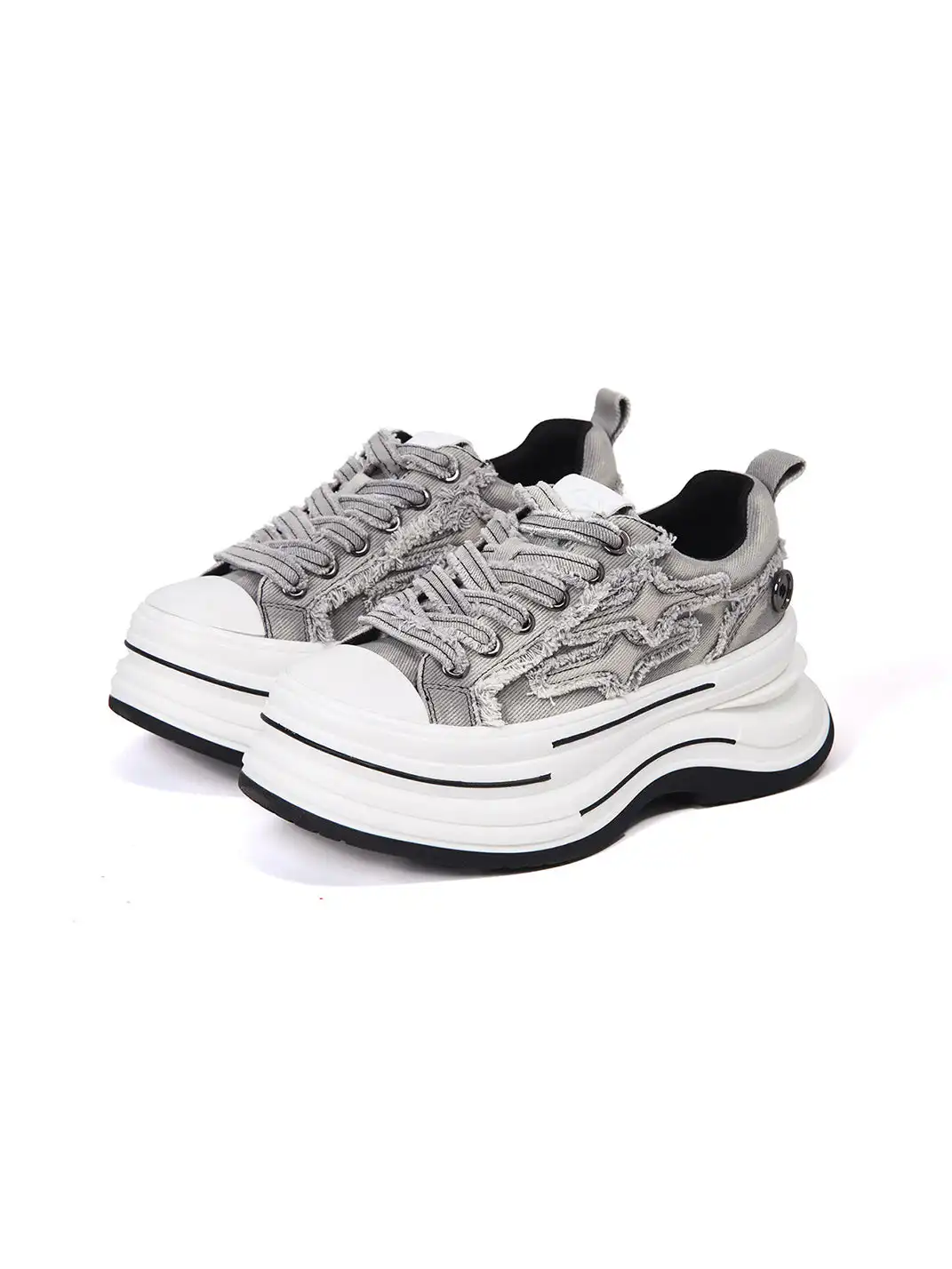 KILLWINNER | 7cm Height-Increasing Raw Edge Canvas Sneakers-Gray
