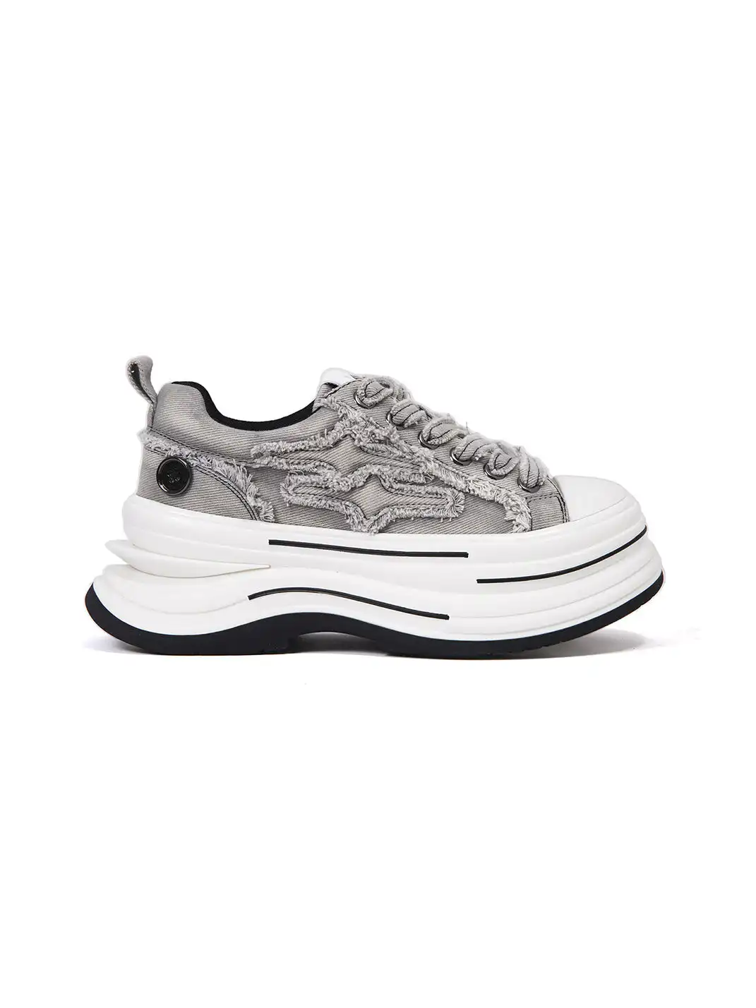 KILLWINNER | 7cm Height-Increasing Raw Edge Canvas Sneakers-Gray