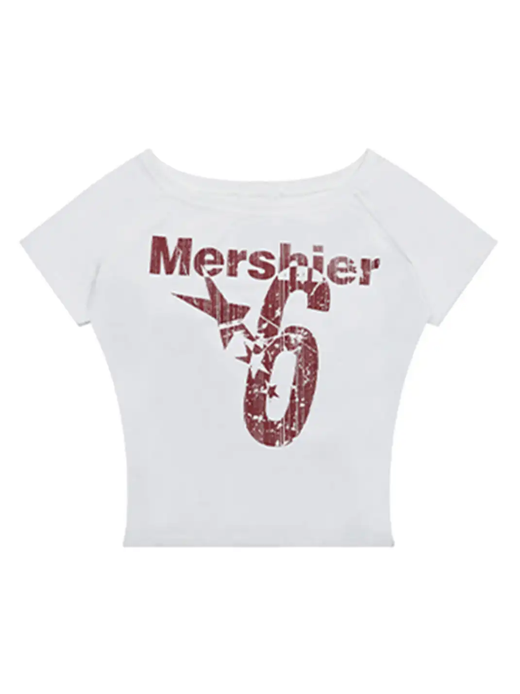 BIGGOLD | Asymmetrical Shoulder Letter Print T-Shirt