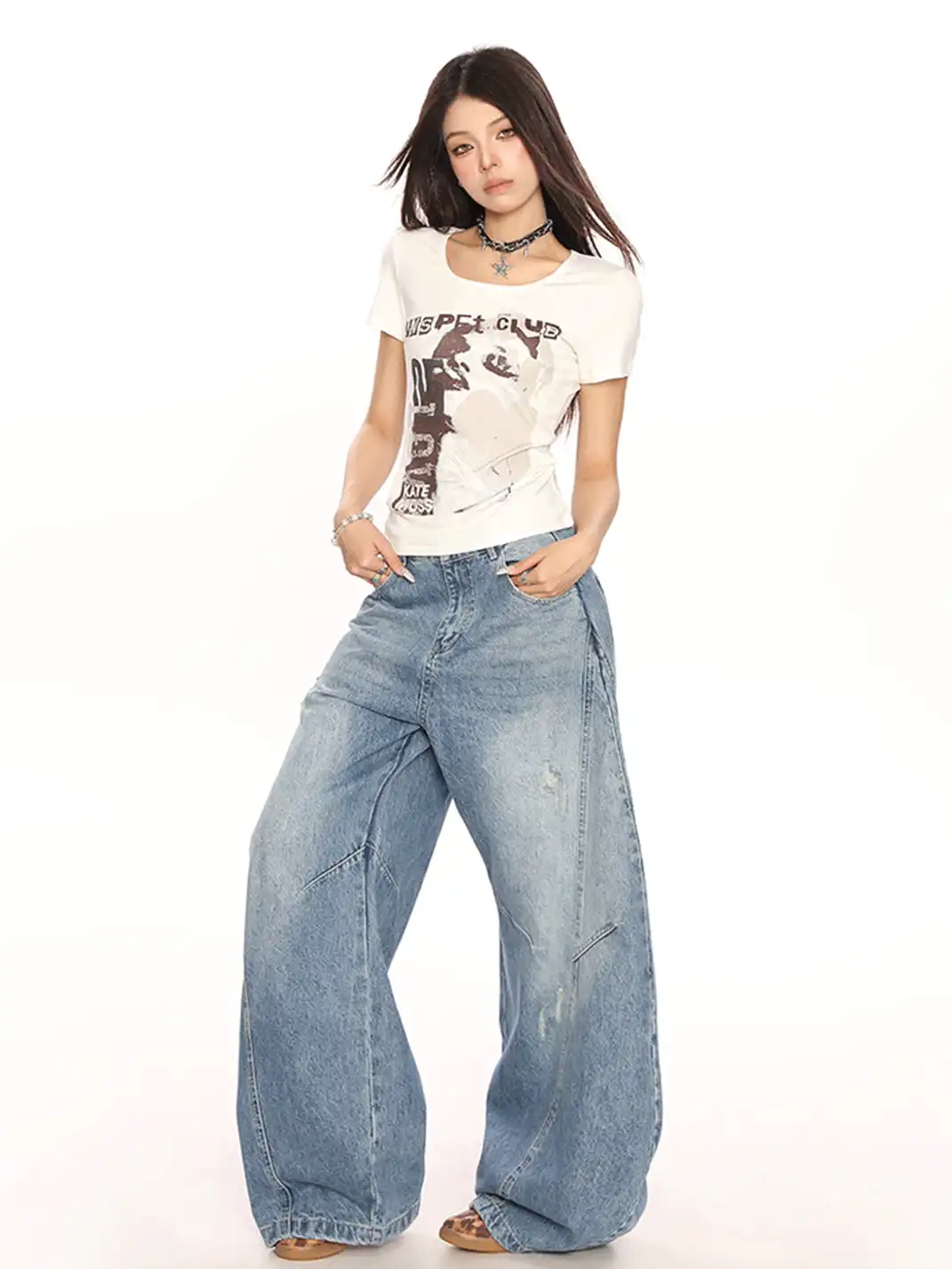 BIGGOLD | Punk Y2K Straight Shoulder T-Shirt
