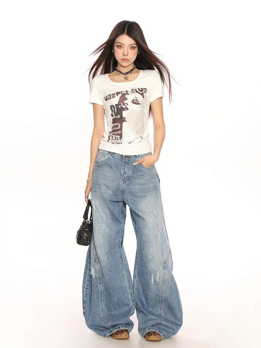 BIGGOLD | Punk Y2K Straight Shoulder T-Shirt