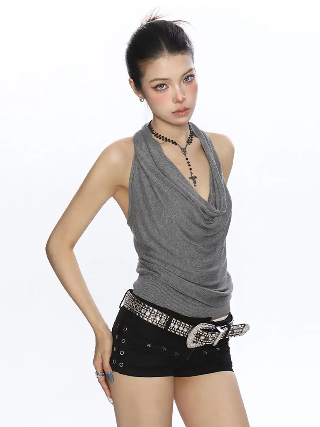 BIGGOLD | Draped Halter Neck Cami Top