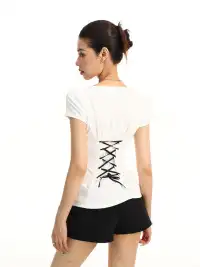 BIGGOLD | Lace-up Waist Cinched T-Shirt