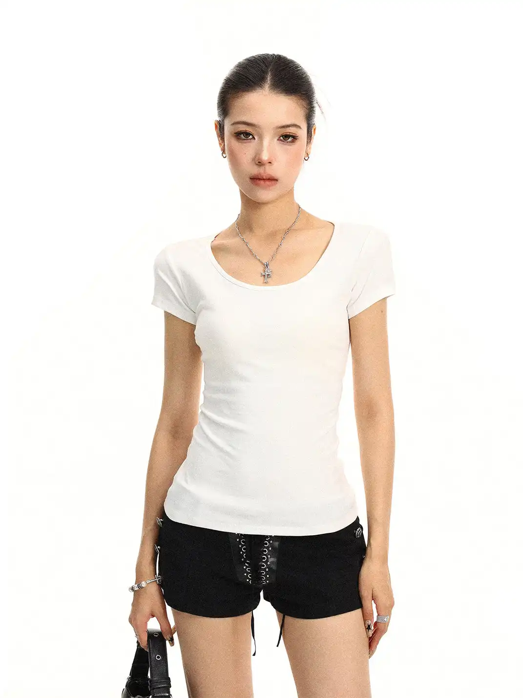BIGGOLD | Lace-up Waist Cinched T-Shirt