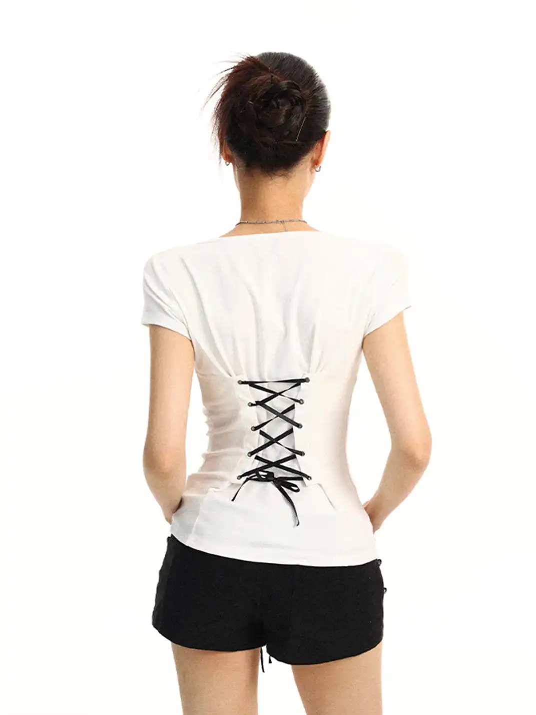 BIGGOLD | Lace-up Waist Cinched T-Shirt