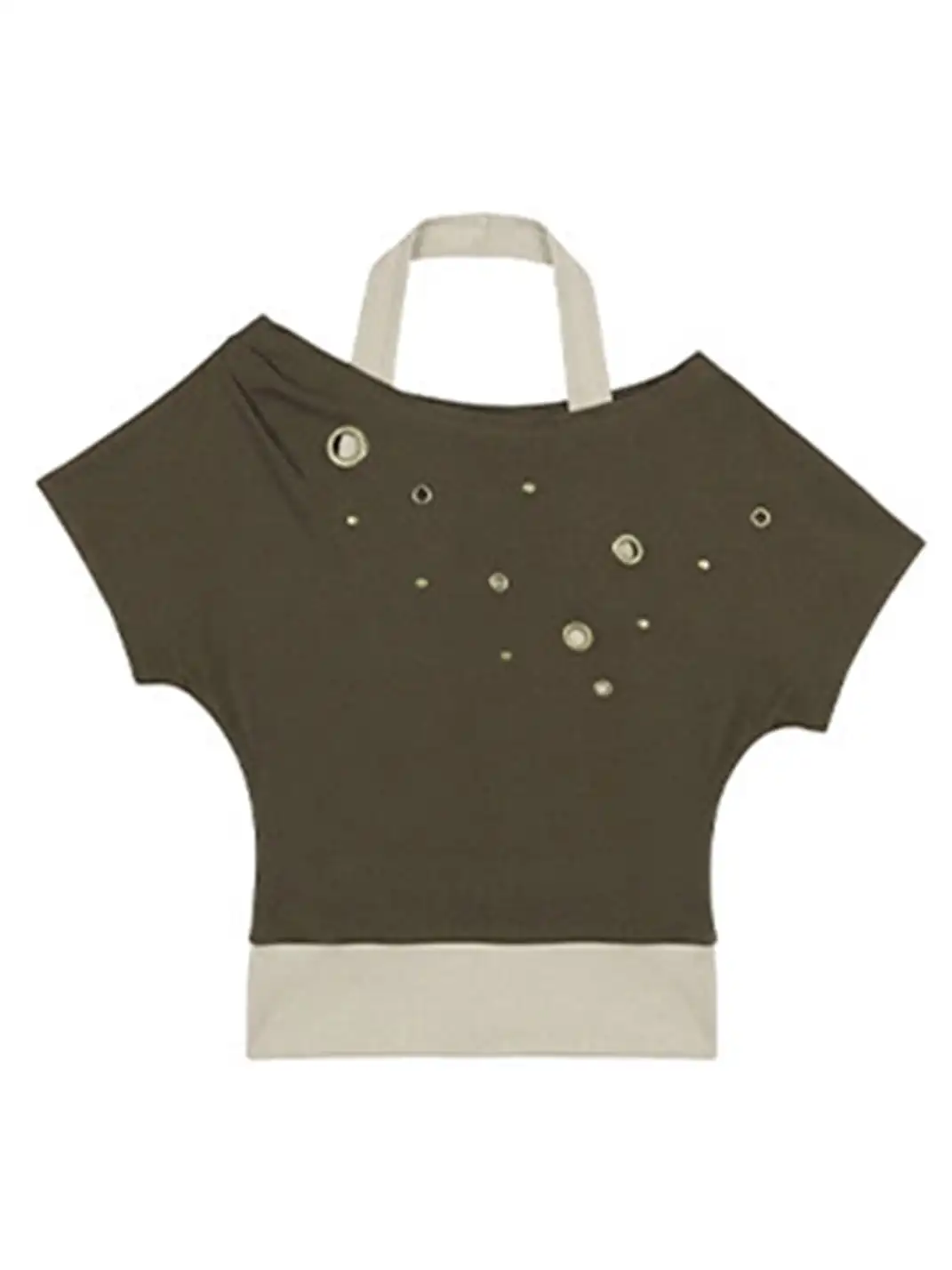 BIGGOLD | Asymmetrical Shoulder Metal Buckle Fake Two-Piece T-Shirt