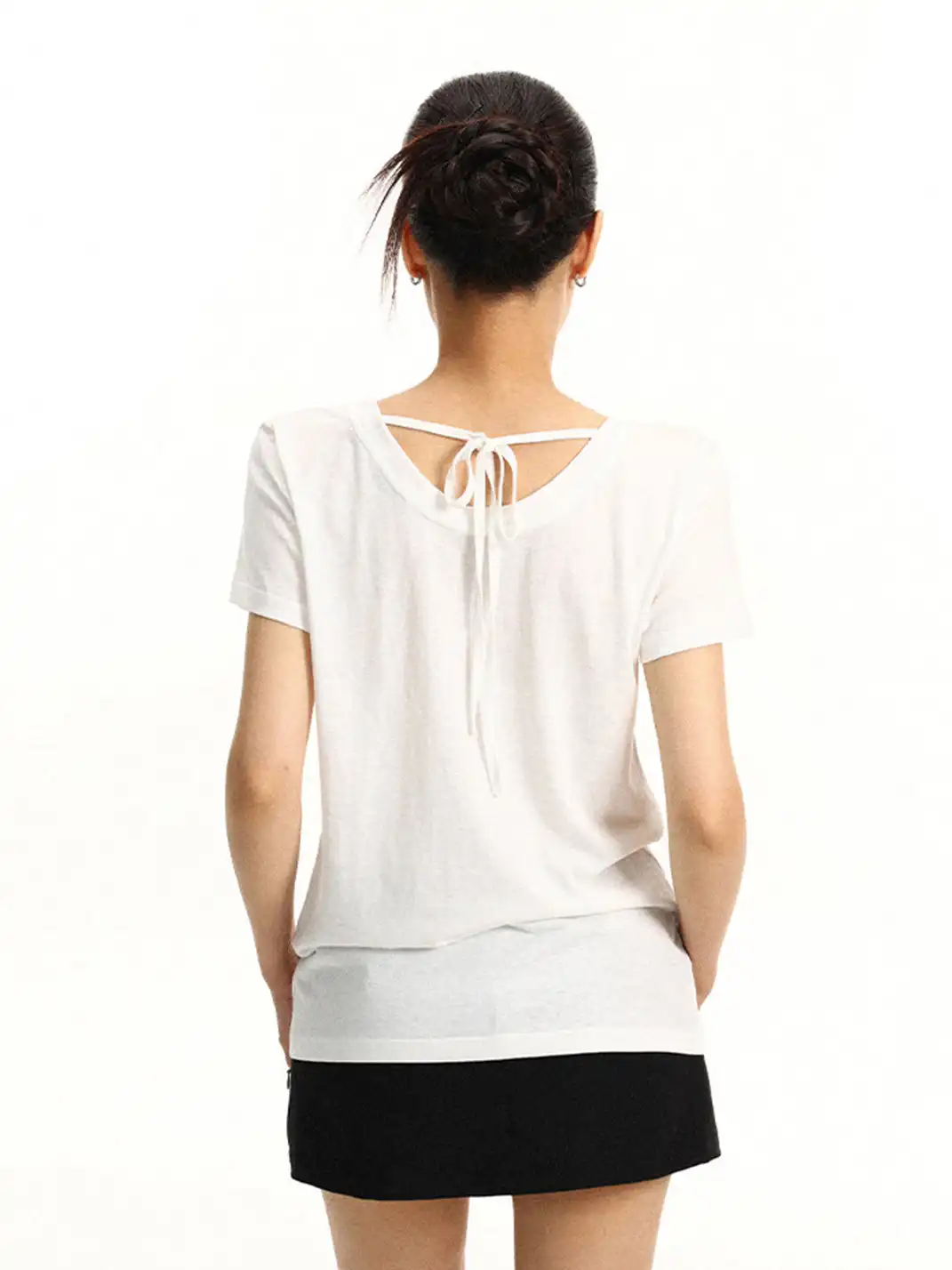 BIGGOLD | Solid Color V-Neck Regular Shoulder T-Shirt