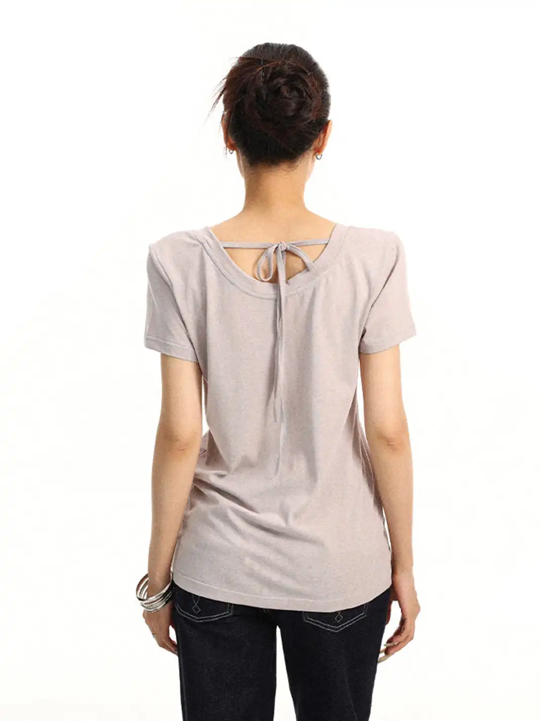 BIGGOLD | Solid Color V-Neck Regular Shoulder T-Shirt