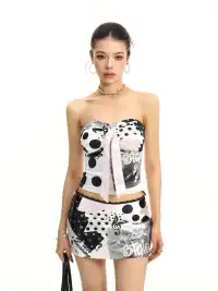 BIGGOLD | Twist Knot Polka Dot Print Tube Top