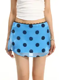 BIGGOLD | Lace Trim Polka Dot Mini Skirt