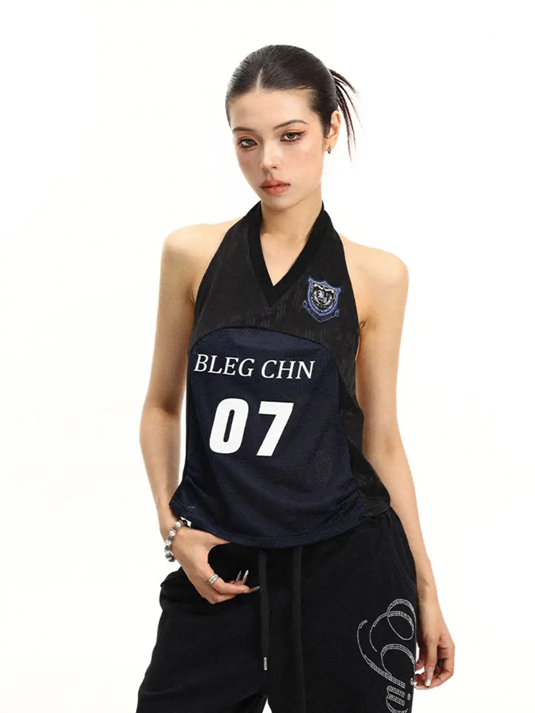 BIGGOLD | Digital Jersey Mesh Halter Top