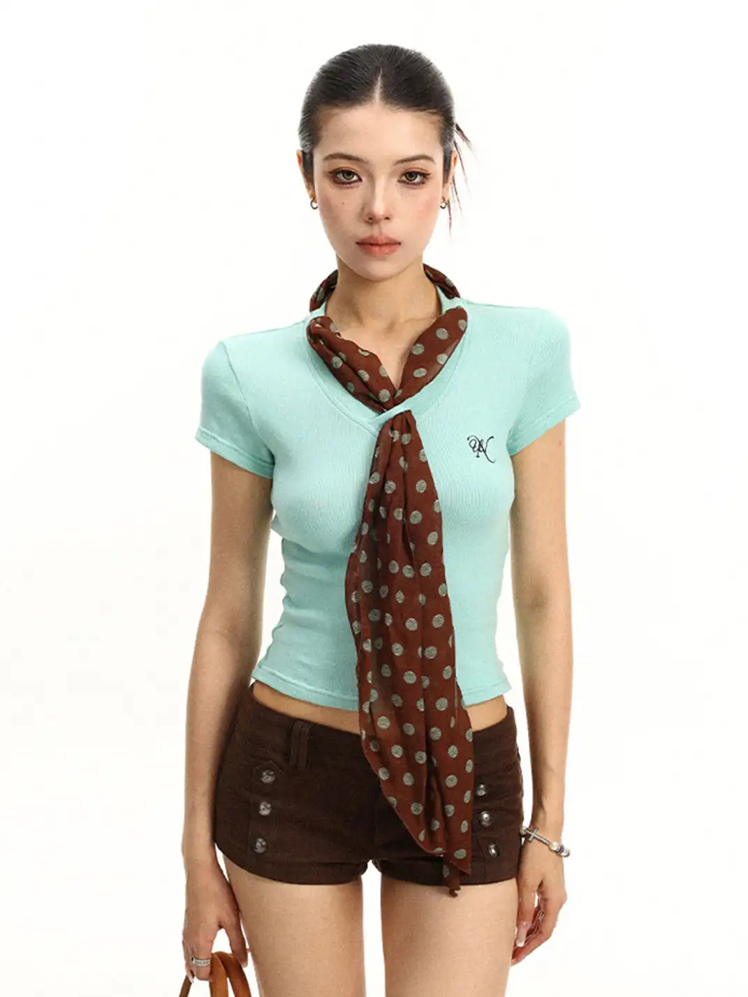 BIGGOLD | Dopamine Polka Dot Scarf Spliced T-Shirt