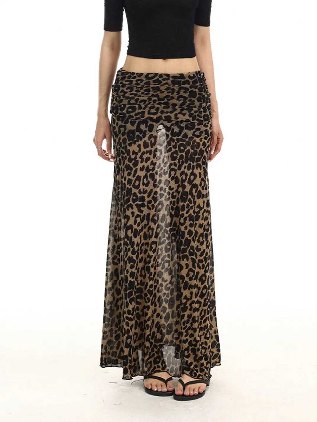 BIGGOLD | Low-rise Leopard Print Midi Skirt