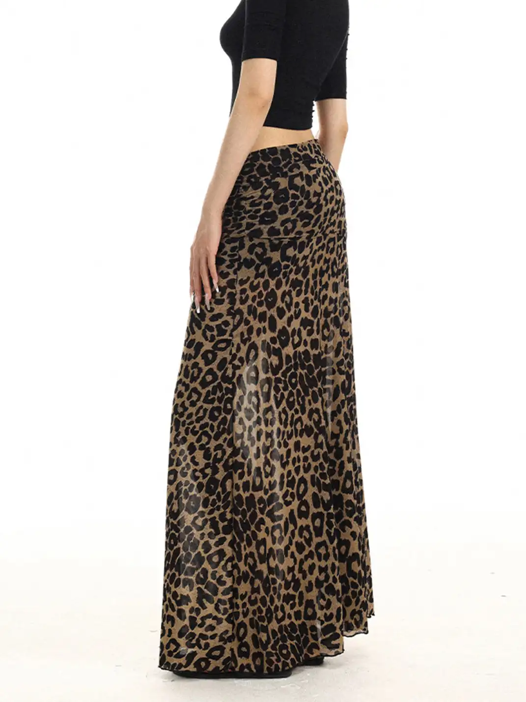 BIGGOLD | Low-rise Leopard Print Midi Skirt