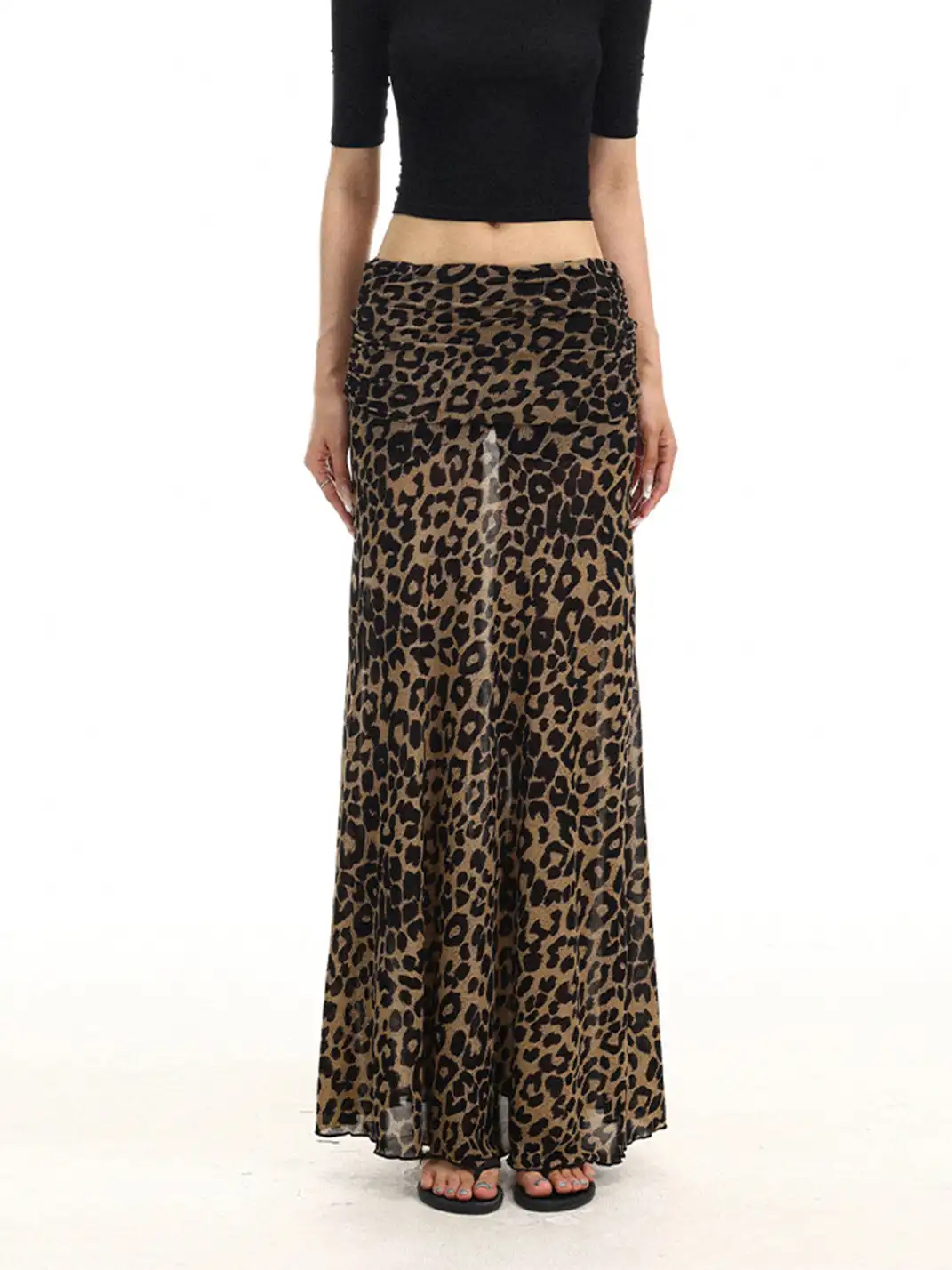 BIGGOLD | Low-rise Leopard Print Midi Skirt