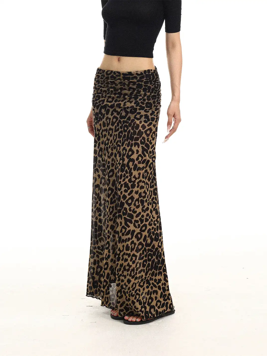BIGGOLD | Low-rise Leopard Print Midi Skirt