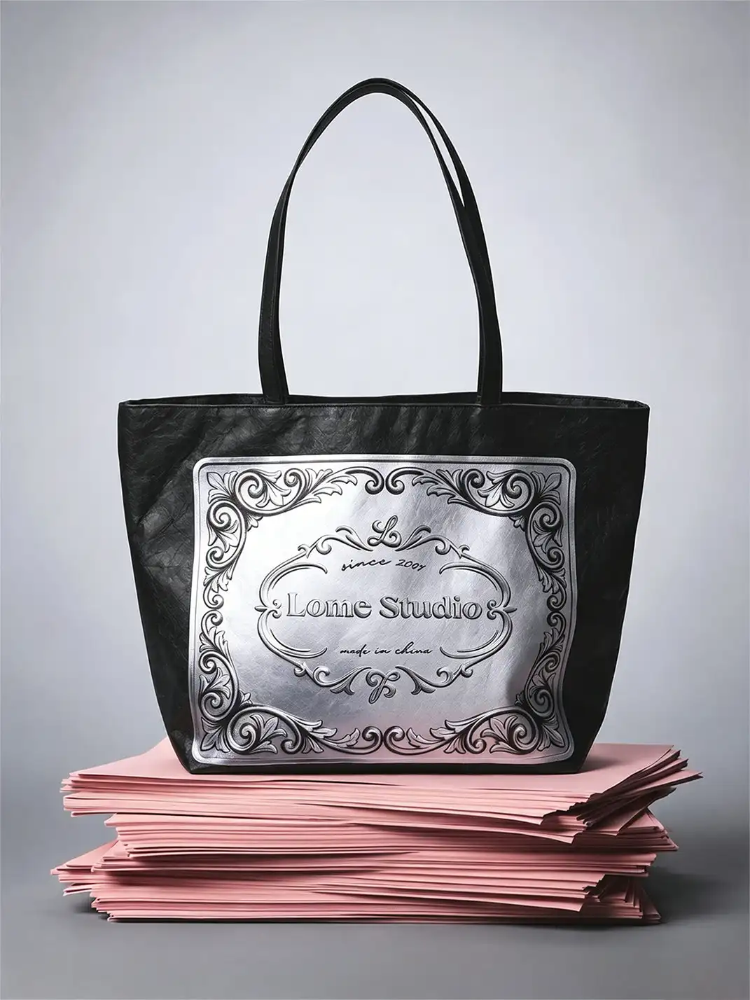 8LOME | Silver Medal Printed Dupont Paper Old Money Tote Handbag