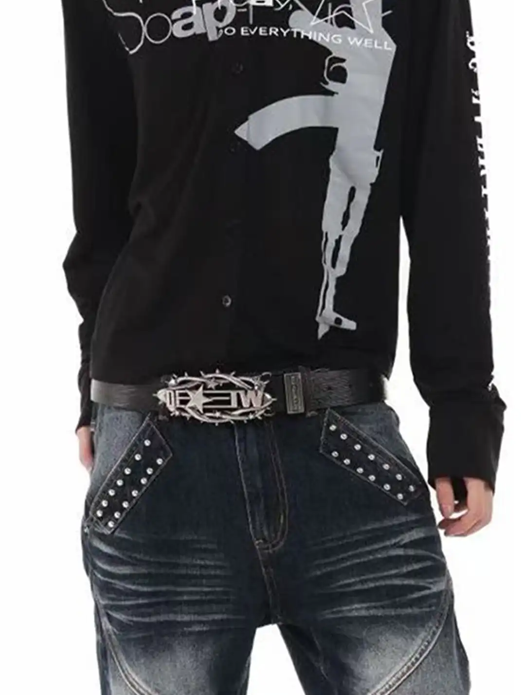 DETW | Embossed 3D Texture Split Leather Belt