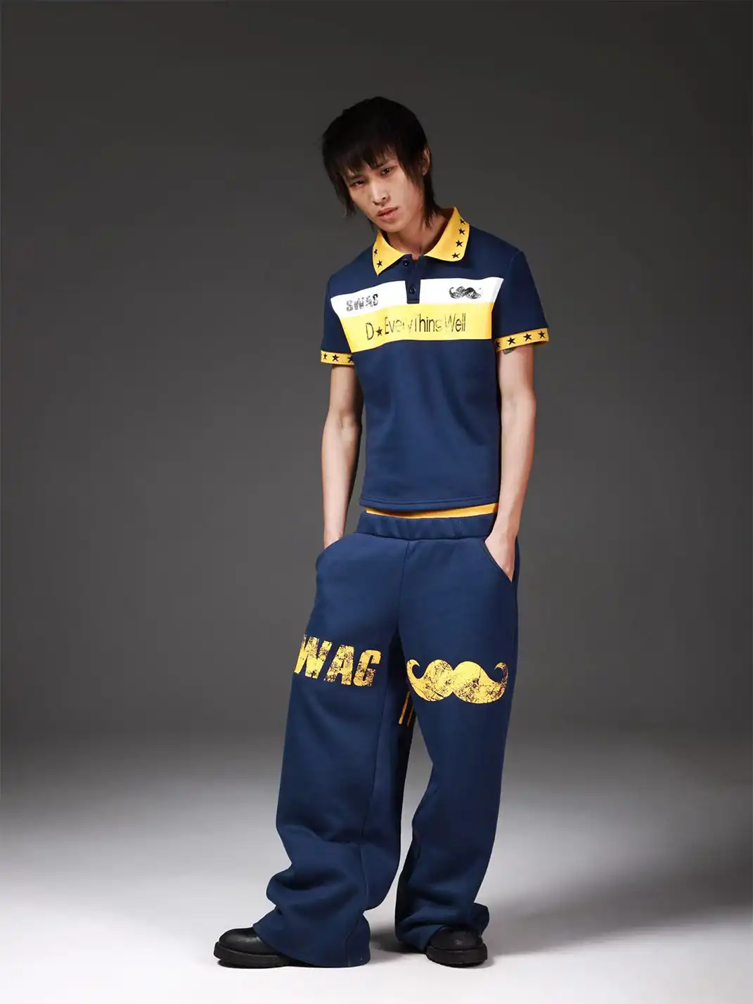 DETW | Double Waist Silhouette Navy Sweatpants